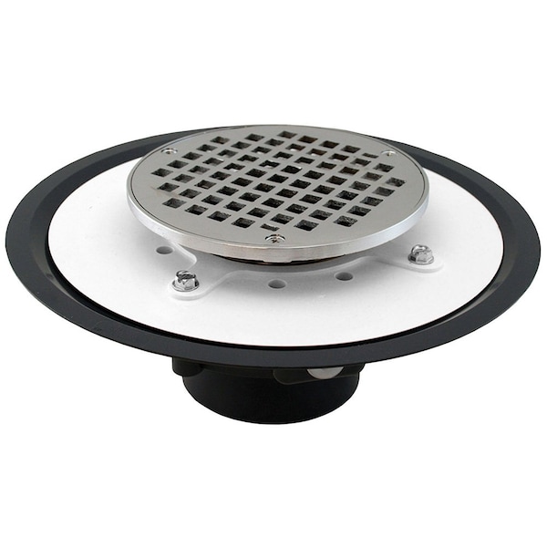 Jones Stephens 4in. Heavy Duty PVC Drain Base with 3-1/2in. Metal Spud and 6in. Chrome Plated Strainer D50008 - main